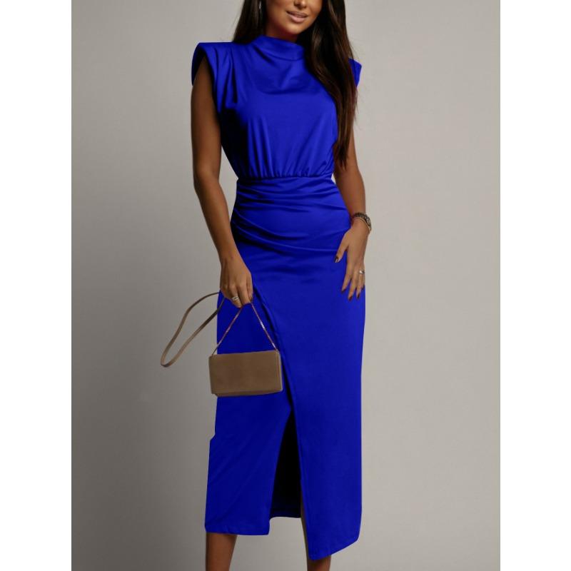 

Женские новые модные узкие однотонные платья на бедрах M синий