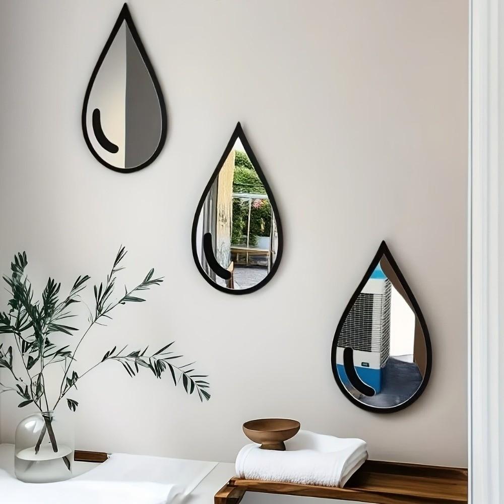 3Pcs Self-Adhesive Acrylic Mirror Wall Stickers Wall Mount Wall Decals  Bedroom Decor