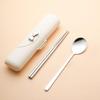 304 Stainless Steel 3-Piece Cutlery Set: Fork, Spoon, Chopsticks – Portable for Camping, Travel, or Student Use.