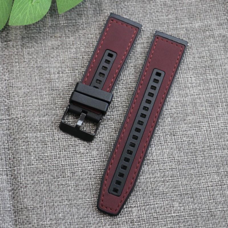 

22mm Quick Release Watchband For Huawei Watch GT 6 Pro 46mm Adjustable Watch Accessories Pu Leather+Silicone Soft WatchBand 22mm Width красный