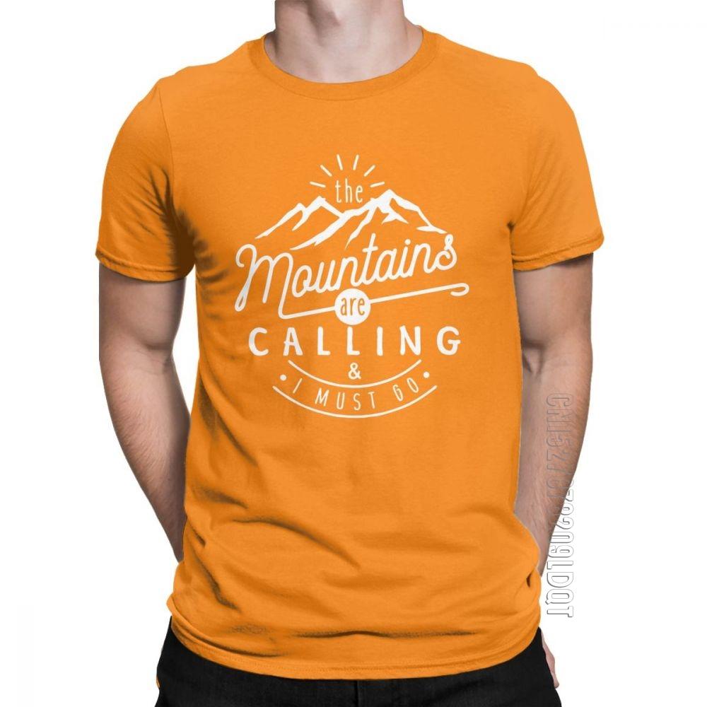 Men The Mountains Are Calling And I Must Go TShirt Hiking Climbing T Shirt Holiday Funny O Neck Clothes 100 Cotton Tees