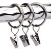 Curtain Rings with Clip - Set of 28,Interior Diameter 1.26",Fits for 1-Inch Metal Rod - Satin Nickel