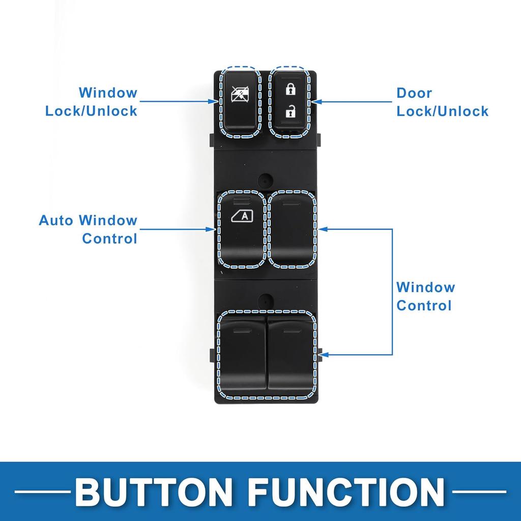 1 AUTO Power Window Switch No.254013AA1B Window Control Switch for Nissan Versa 2012-2019 Black