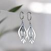 Vintage Leaf Hollow Earrings Geometric Creativity Silver Color Dangle Earrings For Women Jewelry