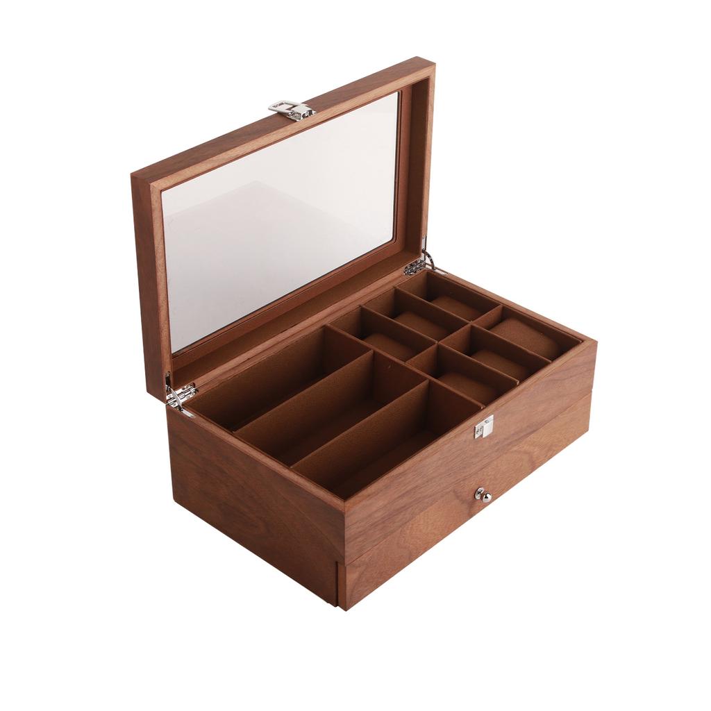 Watch Storage Box Double Layer Retro Glasses Display Case Packing Jewelry Organizer