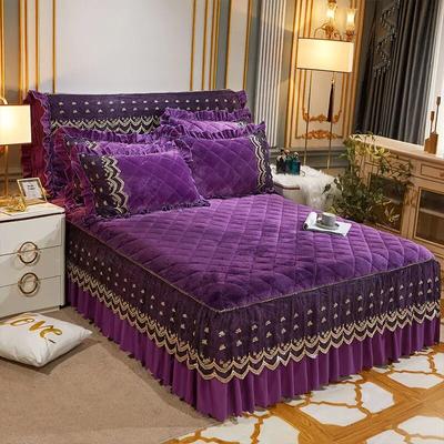 Luxo inverno rápido quente veludo cama saia super macio grosso flanela acolchoado colcha anti-deslizamento capa de cama não incluído fronha