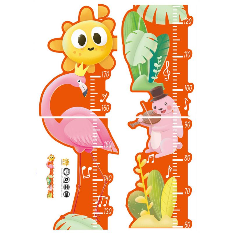 Cartoon Animal Cat Height Measurement Wall Sticker Height Growth Diagram Of Tropical Leaves Wall Sticker Vinyl Wallpaper