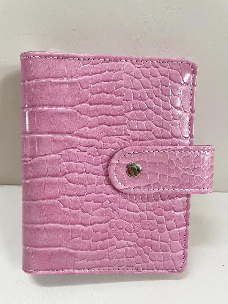 A7 Crocodile Black Pink Color 6 Ring Binder PU Clip-on Notebook Leather Loose Leaf Notebook Cover Notebooks Journal Stationery
