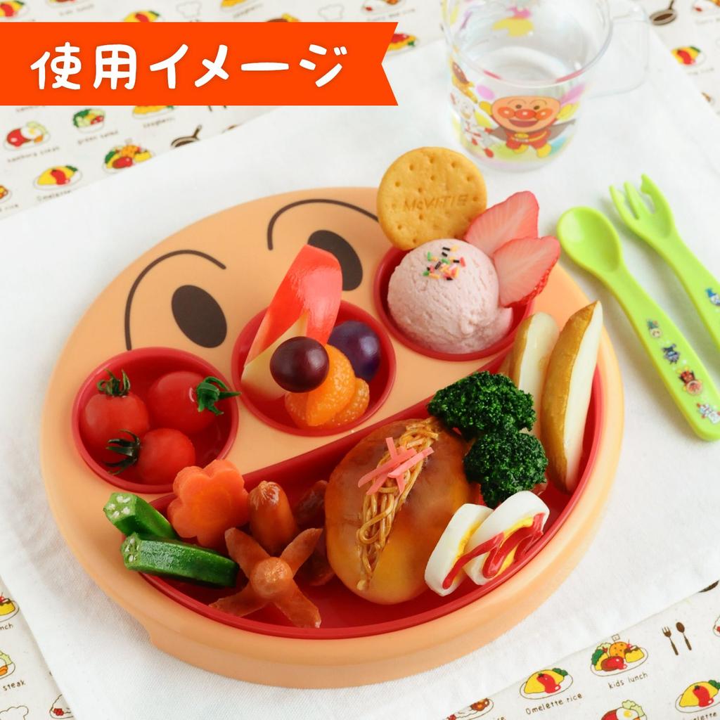 LEC Anpanman Face Lunch Baby 1 Plate Plate, Children's Tableware, Food, Multicolor, (x 1) T-264