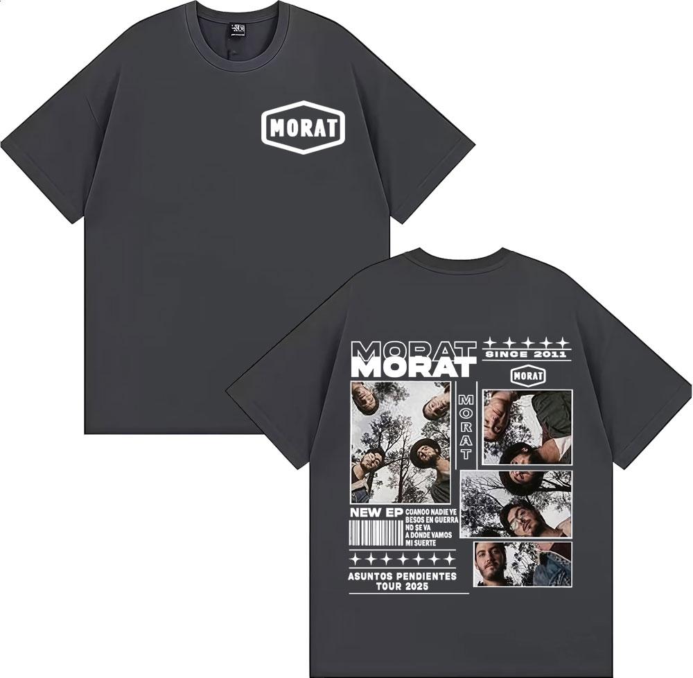 2026 Summer Morat Band Asuntos Penientes Tour Tshirt Summer Mens Hip Hop Retro Cotton Short Sleeve Loose Casual Tshirt