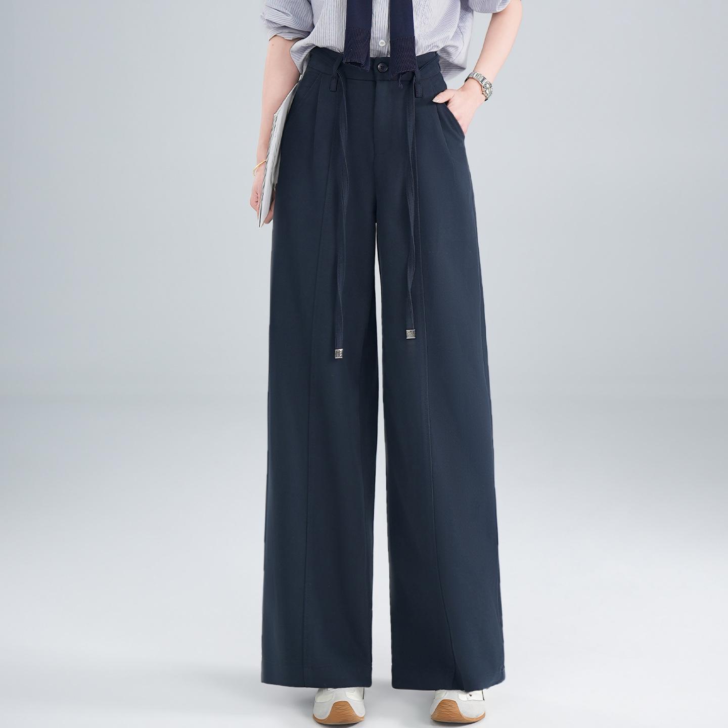 

2026 Spring Women s High-Waisted Straight Leg Jeans - Casual Slimming Versatile Wide Leg Floor-Length Cargo Scythe Pants Size 29 (115-125 lbs) темно-синий