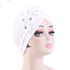 4Pcs Women Turban National Style Diamond Flower Beanie Elastic Head Wrap Cap Chemo Headwear Accessories