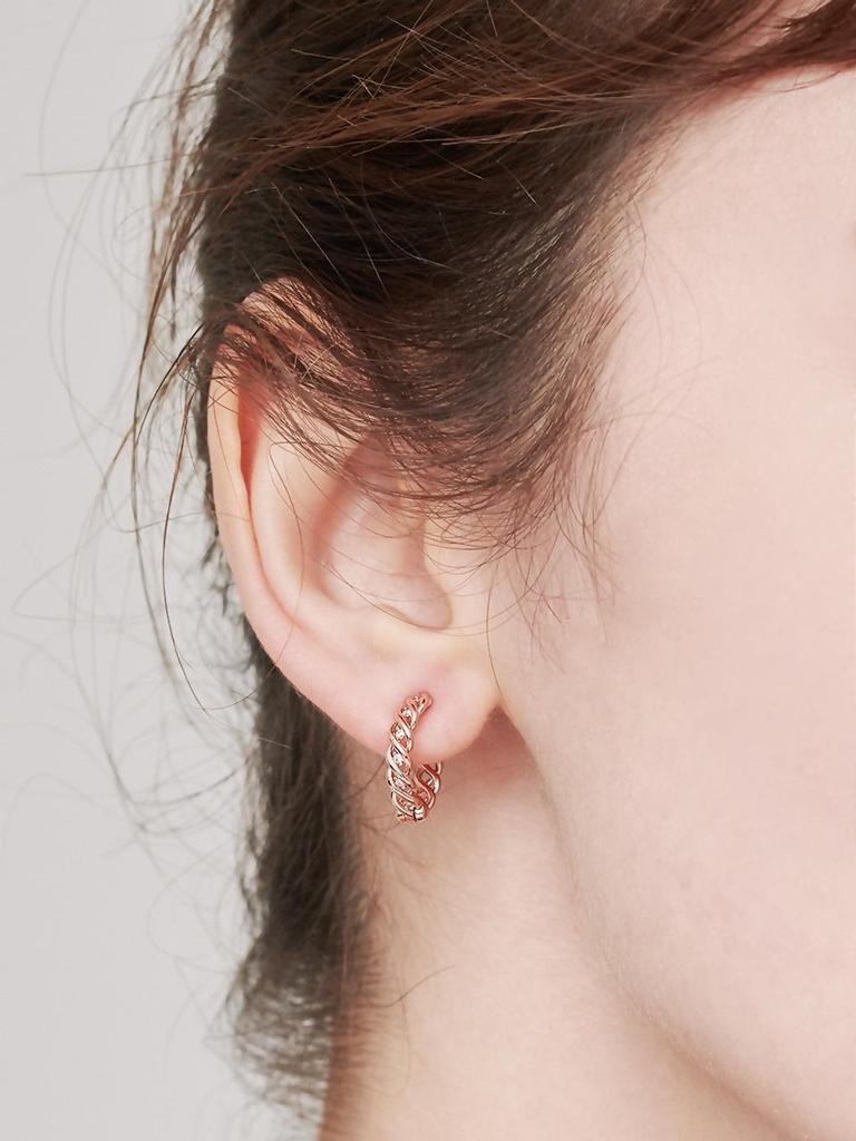 [ELLE Jewelry] 14K Rolling Cubic One-Touch Earrings (Gold Plated) ELGPEE485