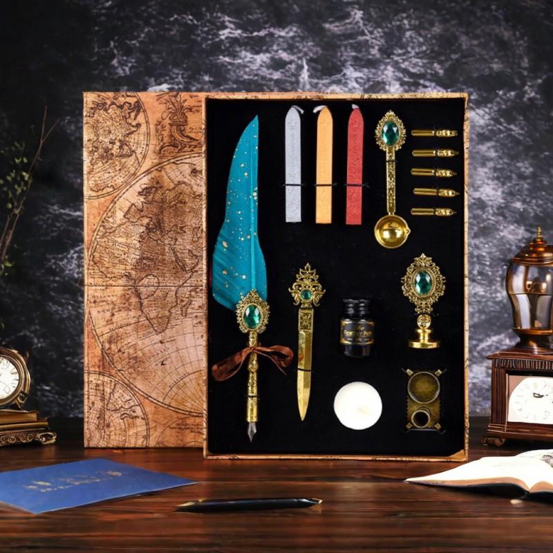 Feather Pen Magic Academy Dip Set With Wax Seal Kit Calligraphy Gift