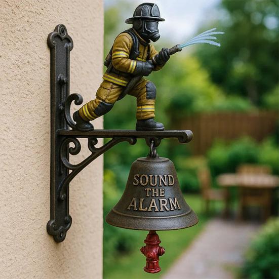Salute To Firefighters Doorbell Weather-proof Vintage Metal Sound The Alarm Door Bell Home Office Entrance Decorative Welcome Bell
