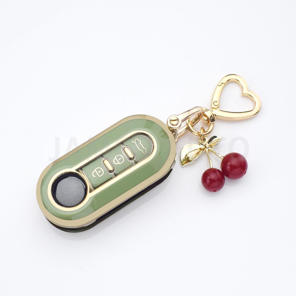 Coque souple en TPU pour porte-clés de clé Fiat 500L Punto 500 Ducato Pandacar Porte-clés de luxe Chery Housse de boîtier de clé de voiture pour Lancia Musa Citroen beige