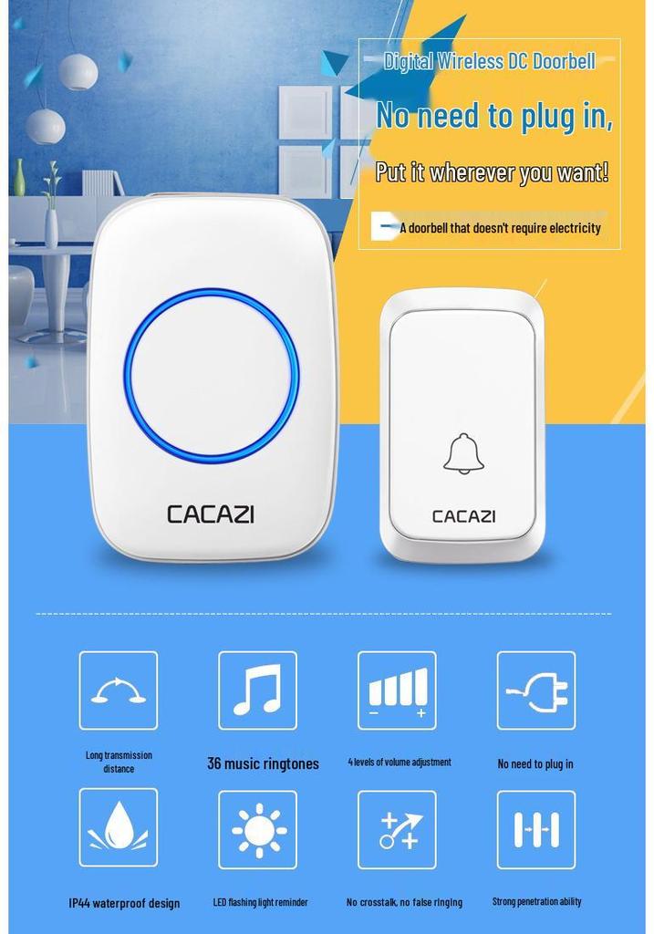 Smart Wireless Battery-Operated Waterproof Doorbell