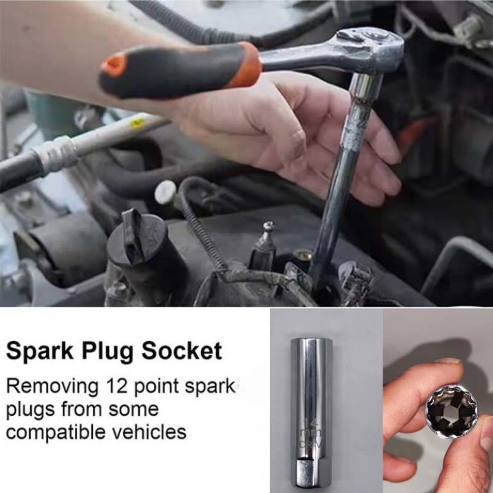 Universal spark plug socket wrench, strong magnetic 12 angle thin-walled 14mm 16mm spark plug disassembly and maintenance tool