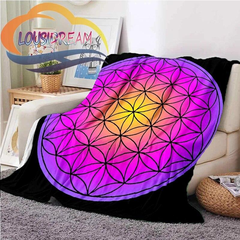 Flower of Life and Dature Stramonium Datura Flannel Warm Soft Fashion Blanket Plush Sofa Bed Throw for Picnic