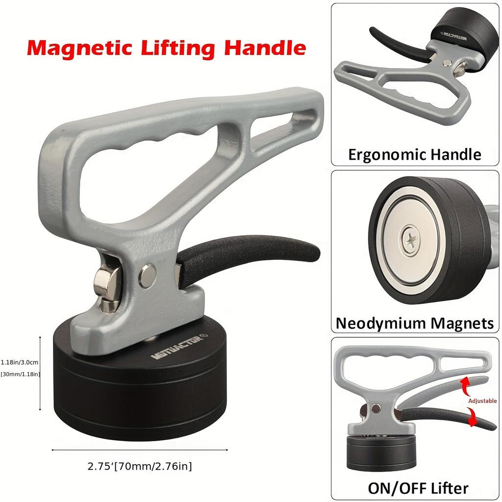 Heavy-Duty Magnetic Lifting Handle Set Powerful Neodymium Magnet for Easy Carrying of Metal Objects, Nails & Knives(50KG)