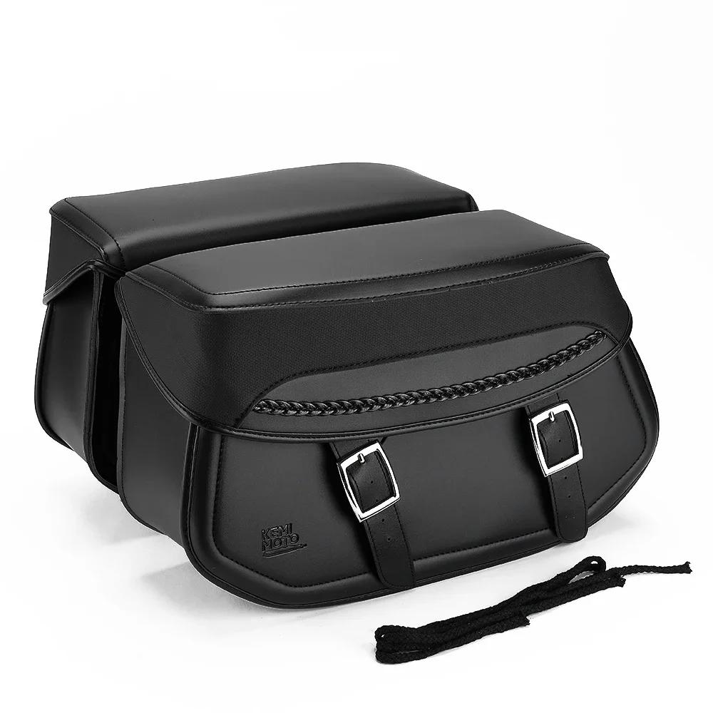 Motorcycle Saddlebag Synthetic Leather Motorcycle Throw Over Saddle Bag for Sportster Dyna Softail Touring Vstar Shadow Side Bag