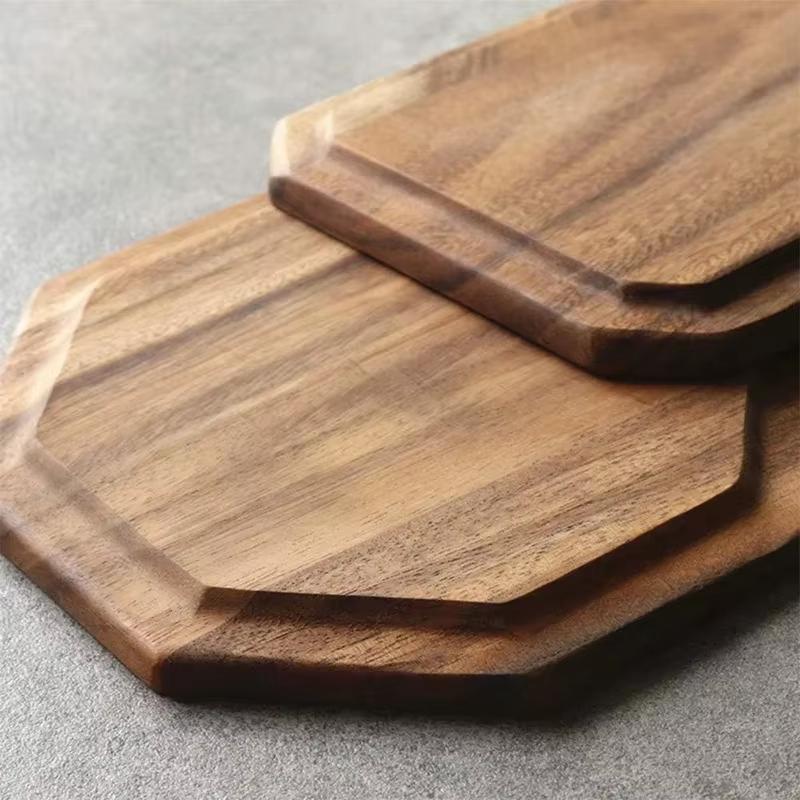 Wooden Octagonal Tray, Cooked Food Platter Acacia Wood Pot Tray Creative Coaster Decorative Dinner Plate Coffee Coaster