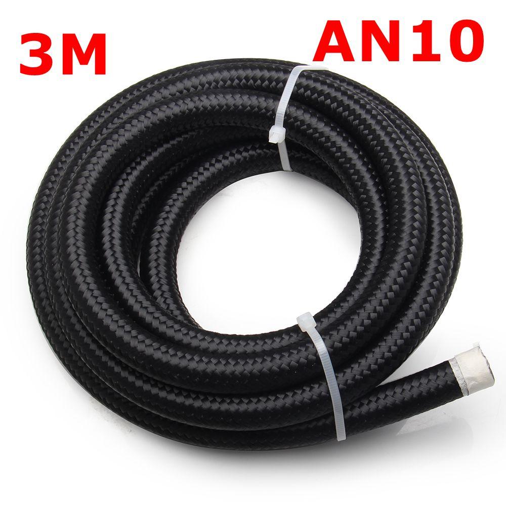 10FT 3M AN4 AN6 AN8 AN10 AN12 Oil Fuel Hose Oil Gas Cooler Hose Line Pipe Tube Nylon Stainless Steel Braided Inside CPE Rubber