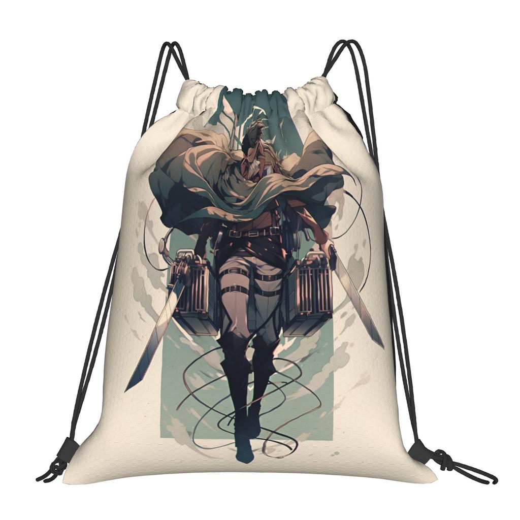 Custom Attack On Titans Drawstring Backpack Women Men Sport Gym Sackpack Foldable Manga Training Bag Sack
