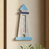 Vintage Holz-Küsten-Wandthermometer Nautische Fisch-/Leuchtturm-/Segelboot-/Hüttenform-Temperaturanzeige für Wohnzimmer, Schlafzimmer, Hotel, Flur, Wand