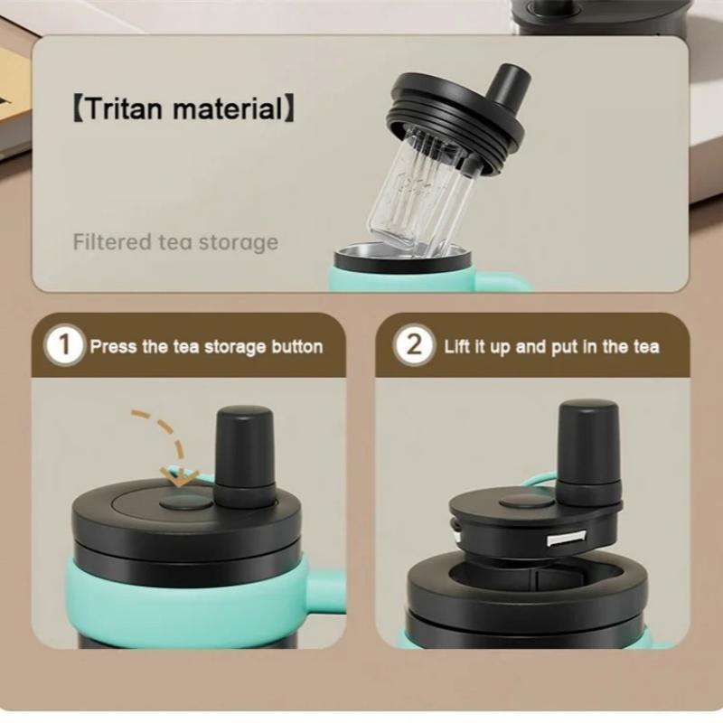 COOKER KING 950ml Stainless Steel Insulated Cup Straw Thermos Cup Large Capacity Travel Car Coffee Mug for Hot or Cold Drinks