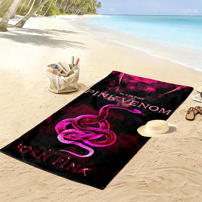 Vibrant Pink Vibes: Blackpink's Signature Style Beach Towel Portable for Travel Beach Seaside Absorbent Bath Towel Swim Travel and Vacation Towels