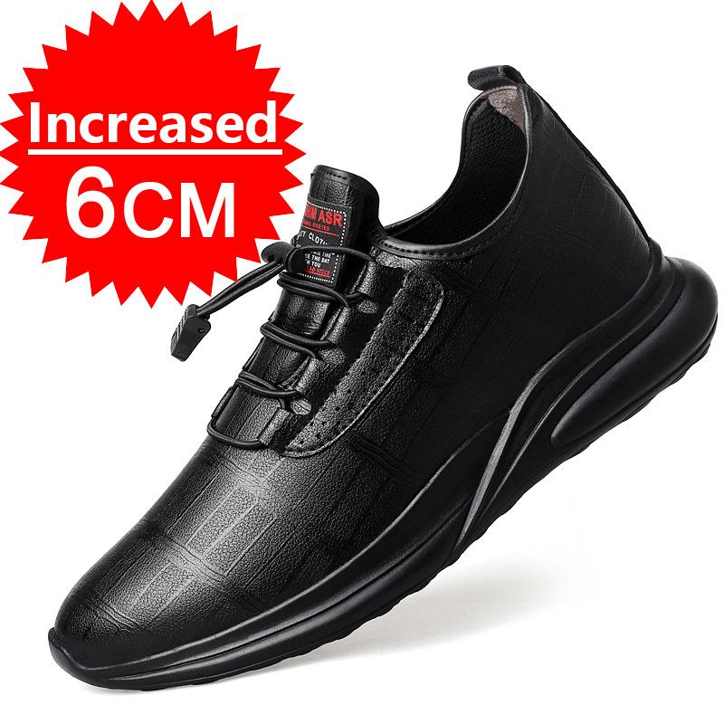 Fashion New Business Genuine Leather Casual Shoes Men Invisible Inner Height 6cm/8cm/10cm Men Sneakers Casual Sneakers Heightening Shoes