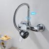 Chrome/black Wall-mounted Swivel, Two-way Spout, Water Stream Sprayer, Hot and Cold Water Flexible Hose Kitchen Mixer Tap