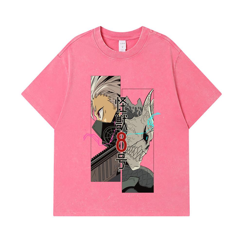 275 GSM Washed T-shirts 100% Cotton Kaiju No 8 V17 Print Unisex Heavy Cotton T Shirt