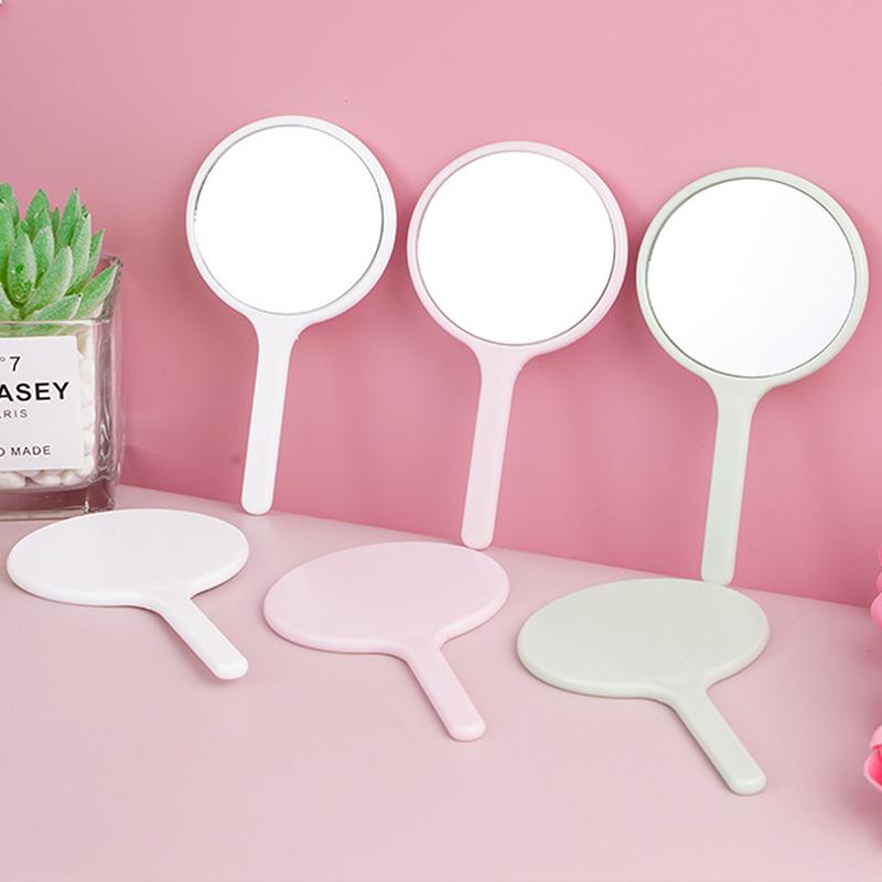Durable Diy Makeup Mirror Handheld Small Round Handheld Mirror Anti-Fall With Handle Portable Mirror Home