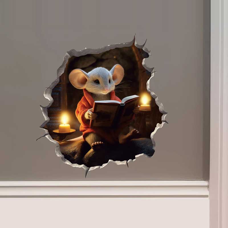 It's a Girl Mouse in Mouse Hole Decal - Dance Baby Shower Gift Wall Sticker Mouse Decor Waterproof Decals Stickers M452