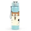 1PC Excited Fox Cartoon Illustration 750ml Color Plastic Sports Water Bottle Leakproof Flip Straw Lid Suitable for Sports Office Home Use