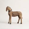 Rattan Pferde Statue Geflochtene Weide Figur Harz