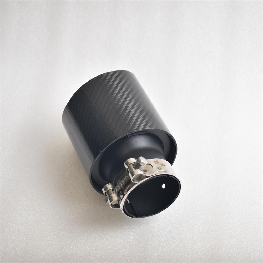 RE 1pcs Carbon Fiber Car Exhaust, Matte Black Car Modification, Angled Stainless Steel Muffler Nozzle Car Tailpipe