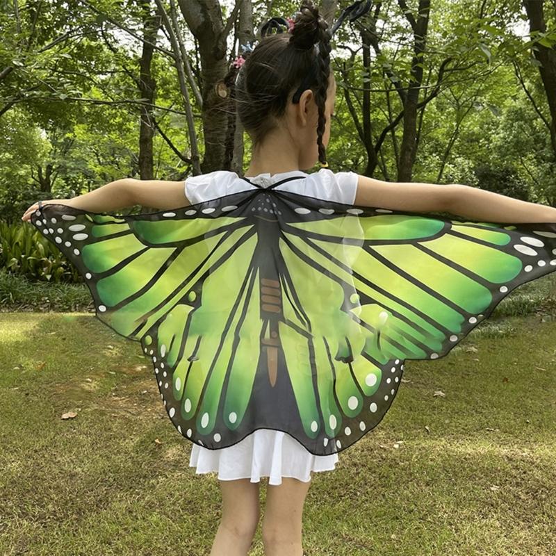 Boys Girls Shawl Butterfly Wing Dancing Party Photo Fairy Cosplay Accessory Christmas Halloween Dress up Cape Coverups