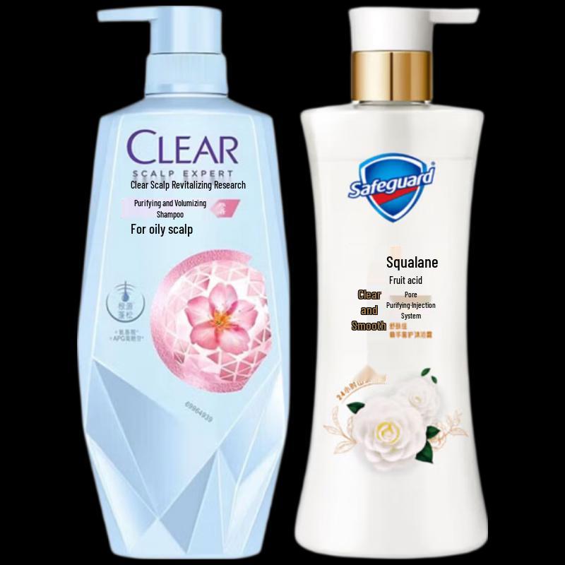 Clear Scalp Purifying Shampoo and Safeguard Camellia Shower Gel Set