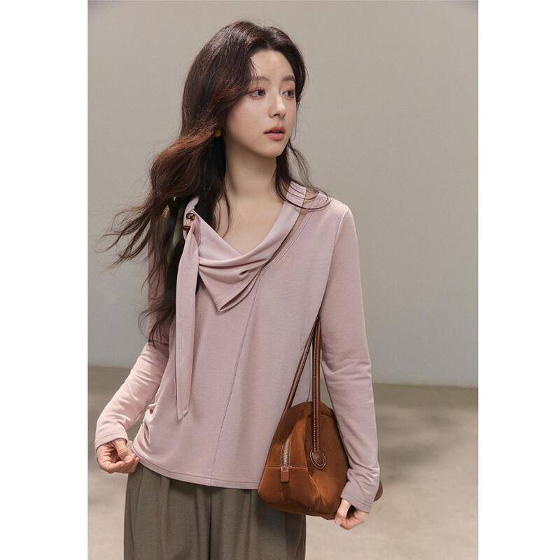 Women's Ribbon Cowl Neck Knit Top