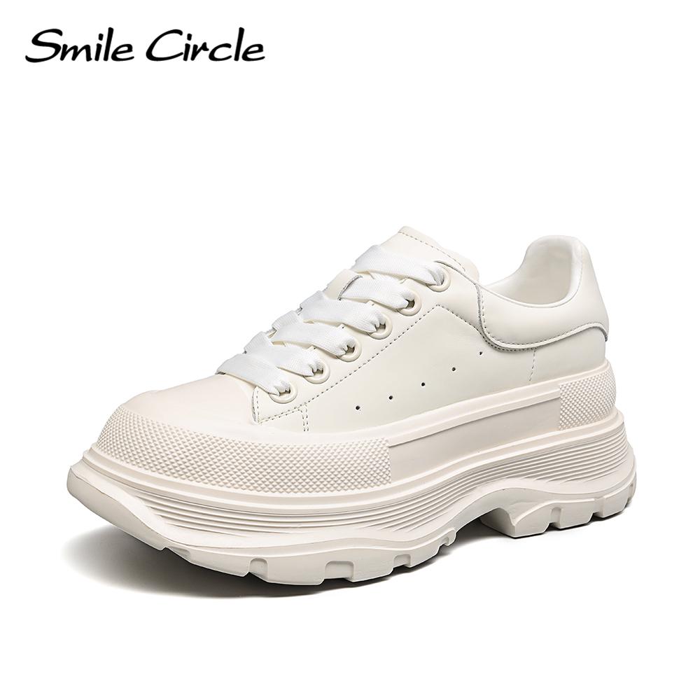 Damen-Sneaker aus klobigem Leder, erhöhende Schnür-Freizeitschuhe, runde Zehen, luxuriöse Sportschuhe