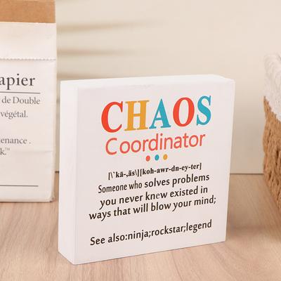 Chaos Coordinator Gifts Office Decor Wooden Box Sign Administrative Professional Day Gifts Thank You Gifts For Boss Coworker Tea