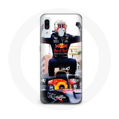 Coque Pour Samsung Galaxy A40 Formule 1 Max Verstappen Pilote Automobile F1 Noir Rouge Et Jaune