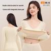 Women's Thermal Underwear Set with Padded Top, Fleece-Lined for Fall/Winter, Wool-Silk Blend