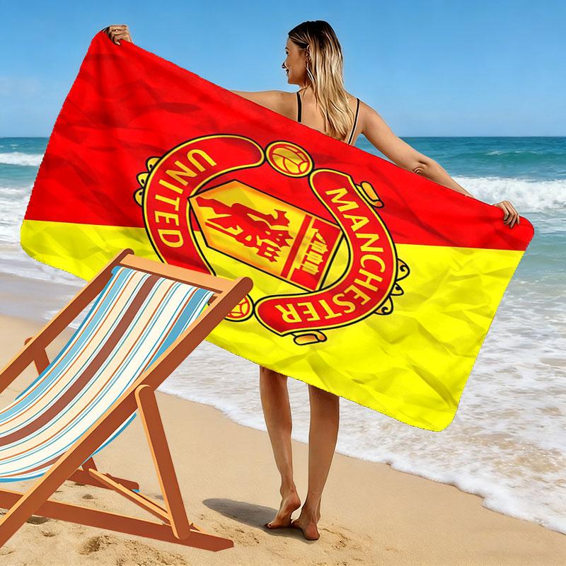 Round MUFC Rug Print Beach Towel, Large Soft Quick Dry Towel for Beach Camping Swimming