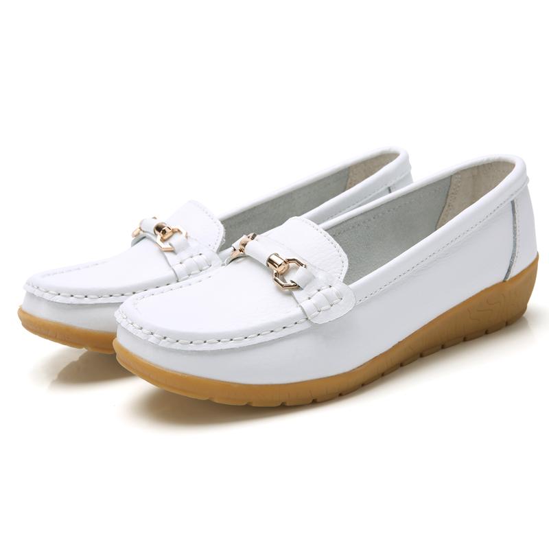 Women Leather Moccasins Soft Yellow Loafers Casual Elegant Summer Breathable Flats Walking Shoes for Mother