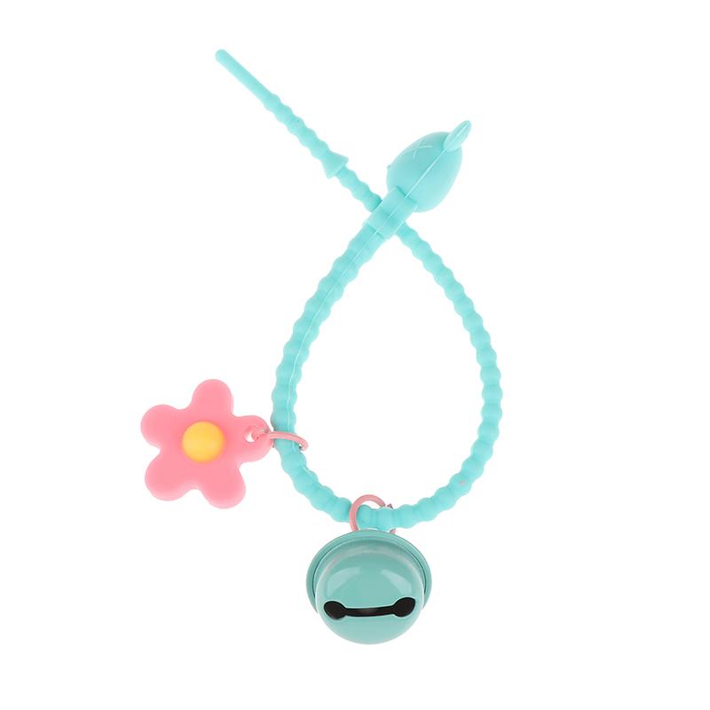 1Pc Sweet Candy Color Bear Head Bell Keychain Silicone Floral Keyring For Girls Bag Pendant Car Key Ring Backpack Decoration