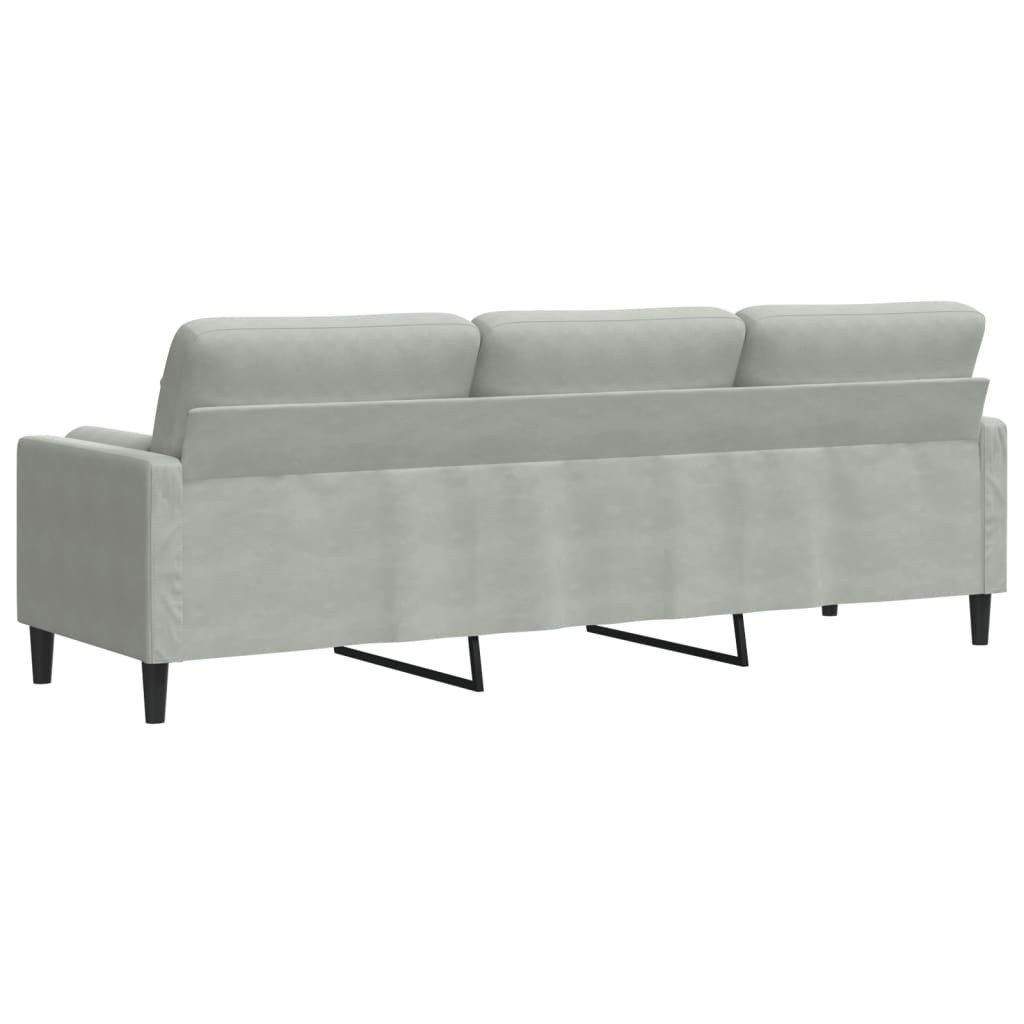 3 Seater Sofa with Decorative Cushions Light Grey 210 cm Velvet